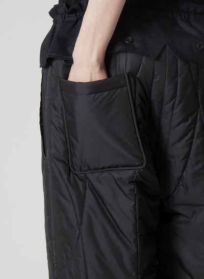 NAVY WOOL GABARDINE ONE SIDE PKT PANTS WITH LINER