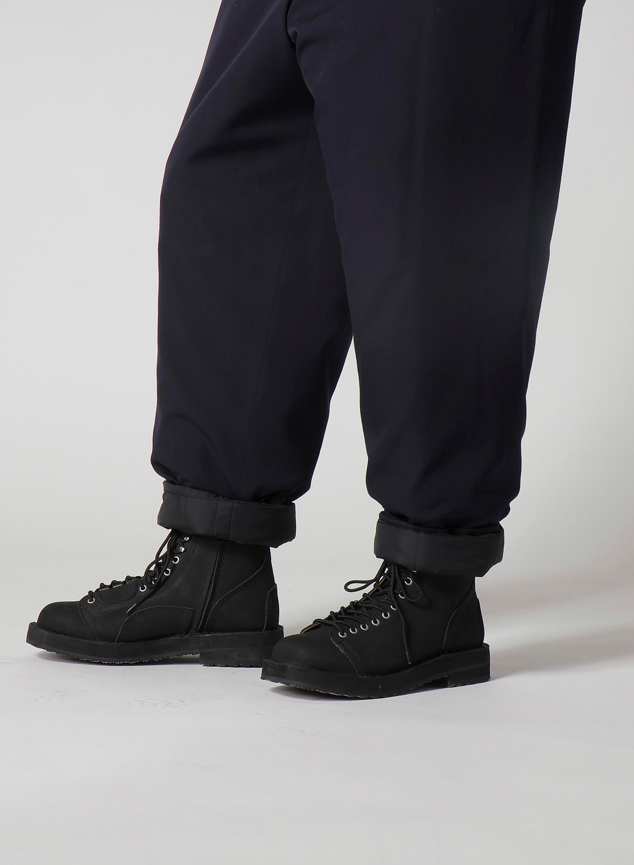 NAVY WOOL GABARDINE ONE SIDE PKT PANTS WITH LINER
