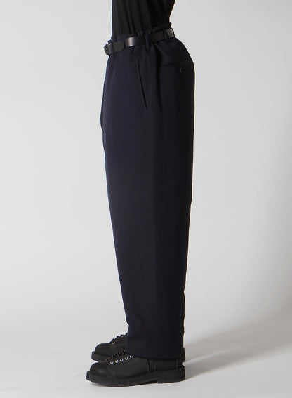 NAVY WOOL GABARDINE ONE SIDE PKT PANTS WITH LINER