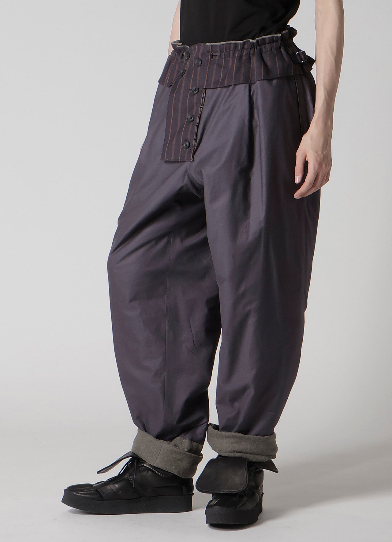 SILK LINEN KNEE TAB PADDED PANTS