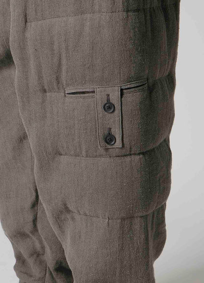 SILK LINEN KNEE TAB PADDED PANTS