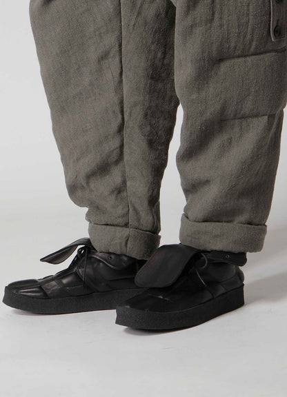 SILK LINEN KNEE TAB PADDED PANTS