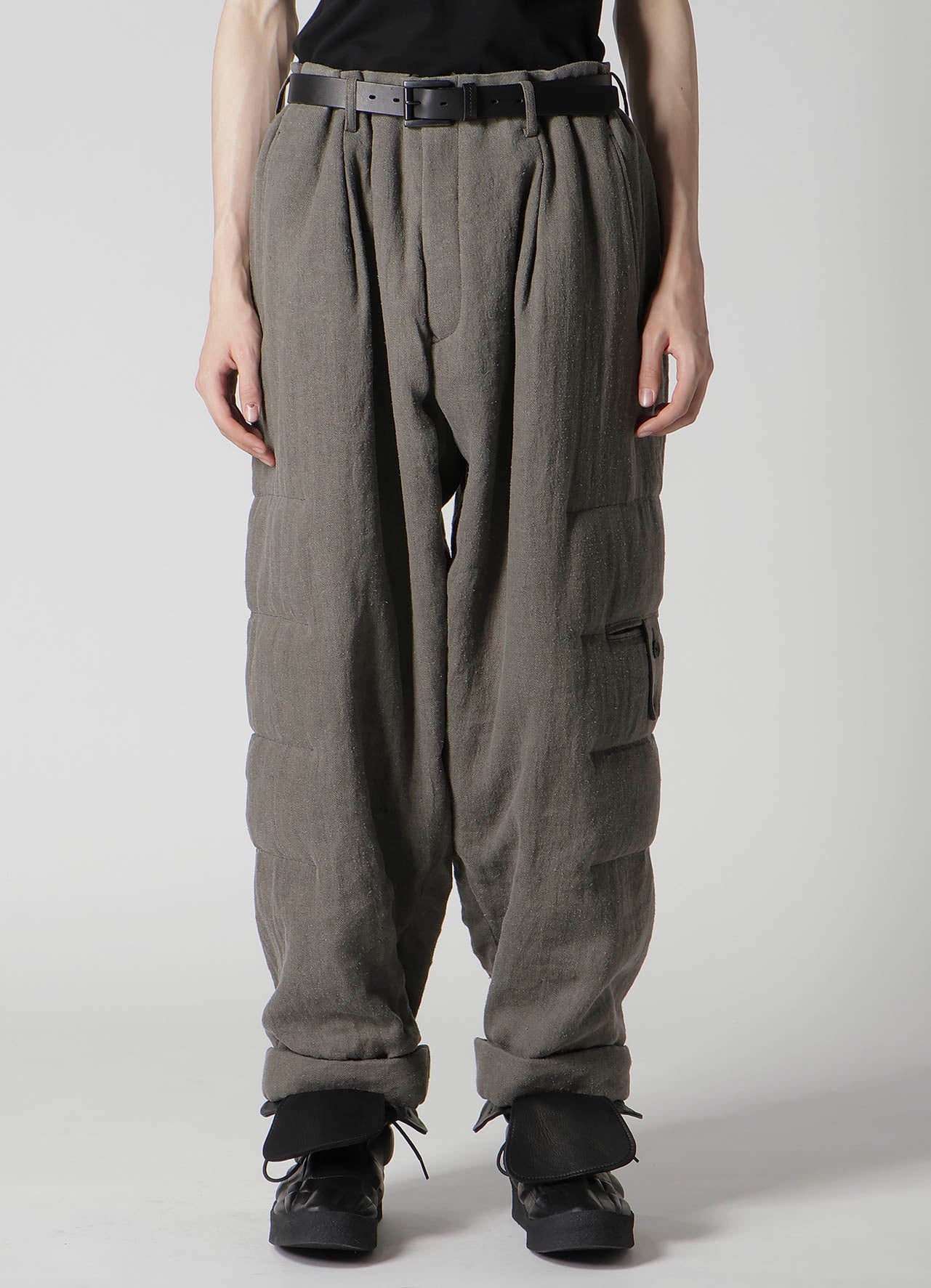 SILK LINEN KNEE TAB PADDED PANTS