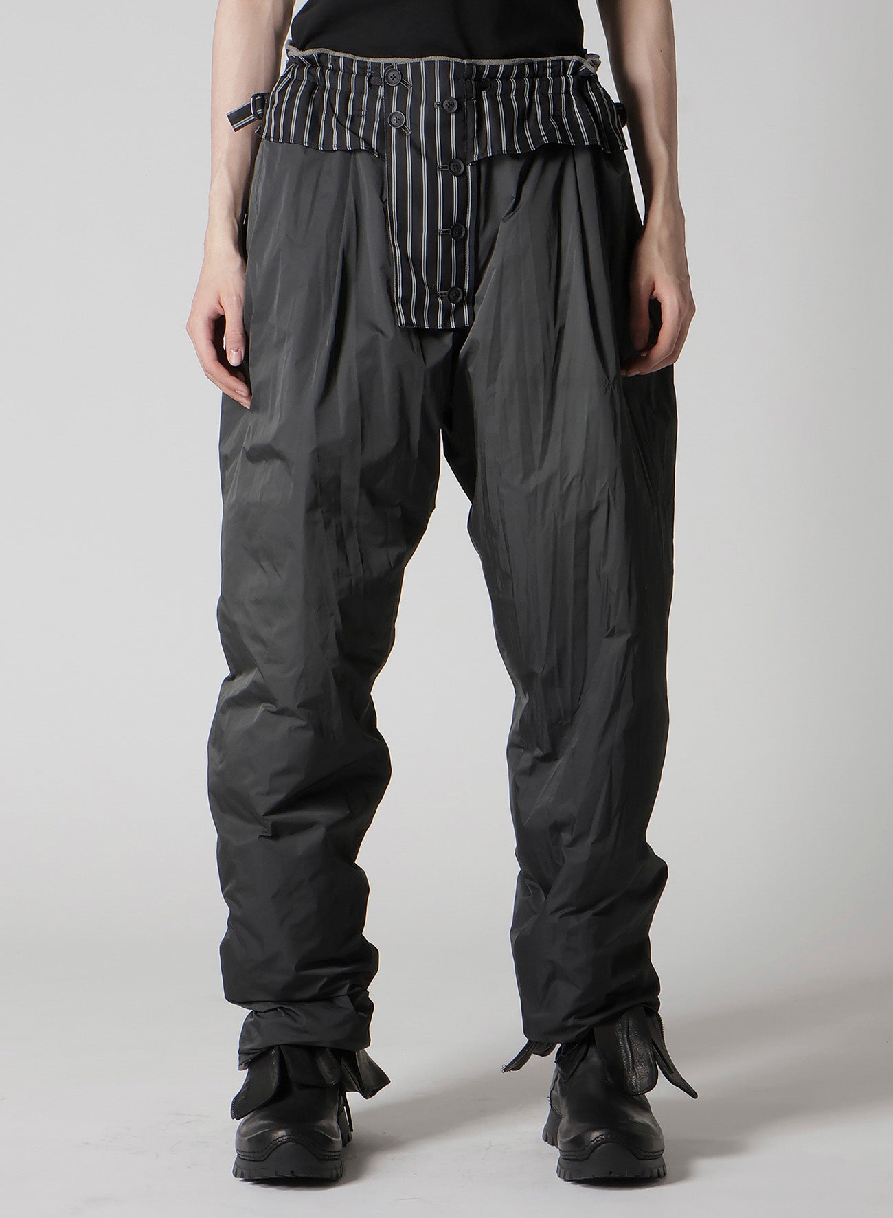SILK LINEN DIAGONAL FLAP PADDED PANTS