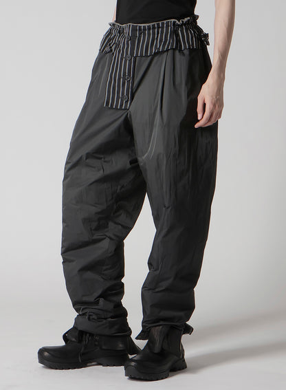 SILK LINEN DIAGONAL FLAP PADDED PANTS