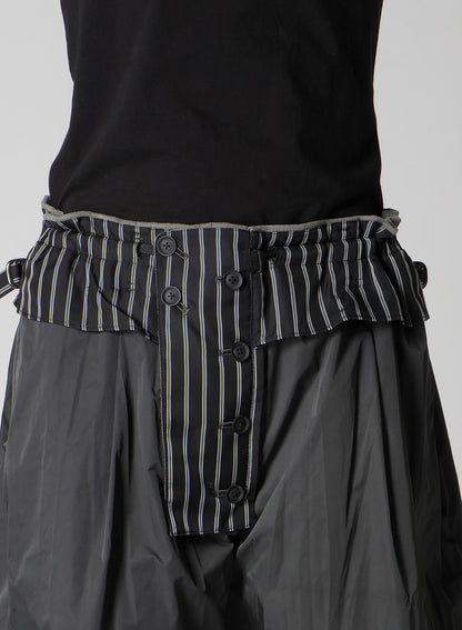 SILK LINEN DIAGONAL FLAP PADDED PANTS