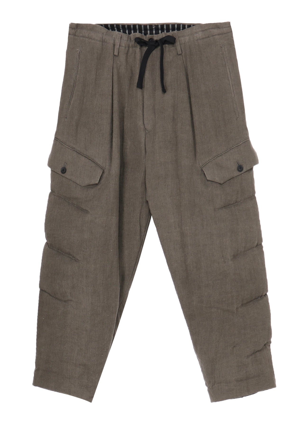 SILK LINEN DIAGONAL FLAP PADDED PANTS – THE SHOP YOHJI YAMAMOTO