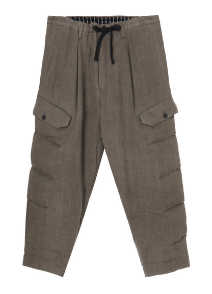 SILK LINEN DIAGONAL FLAP PADDED PANTS