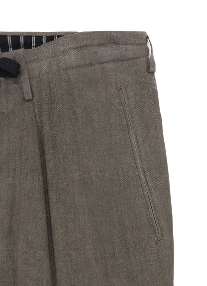 SILK LINEN DIAGONAL FLAP PADDED PANTS