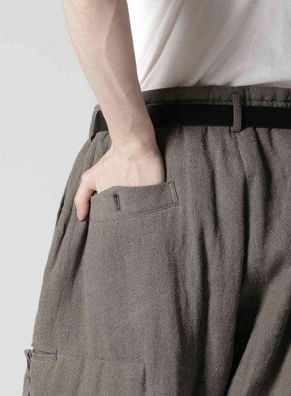 SILK LINEN INKED KNEE TAB PADDED PANTS
