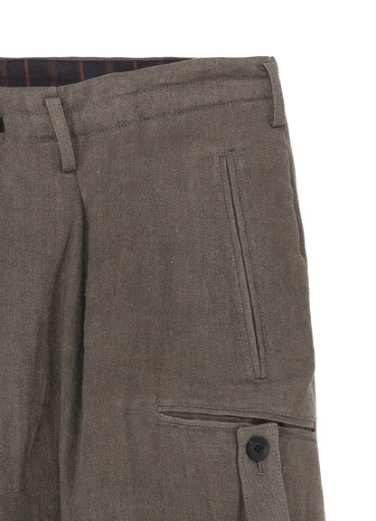 SILK LINEN INKED KNEE TAB PADDED PANTS