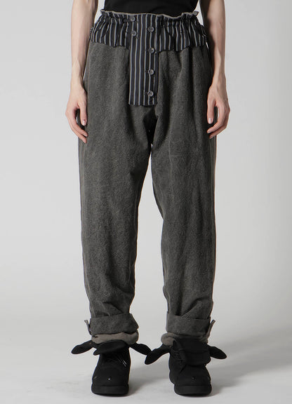 SILK LINEN POCKET DETAIL PADDED PANTS