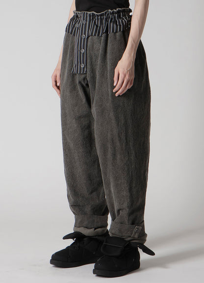 SILK LINEN POCKET DETAIL PADDED PANTS