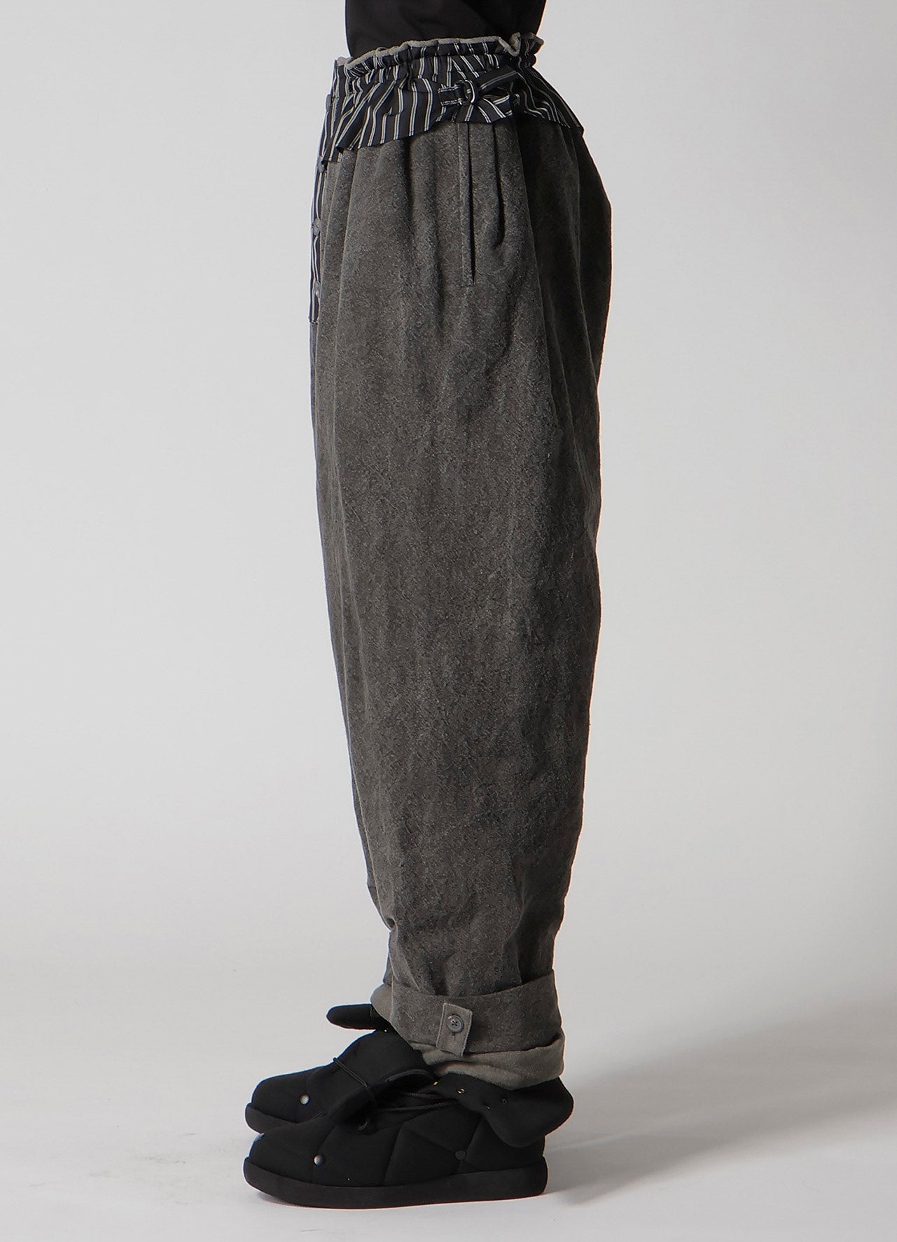 SILK LINEN POCKET DETAIL PADDED PANTS