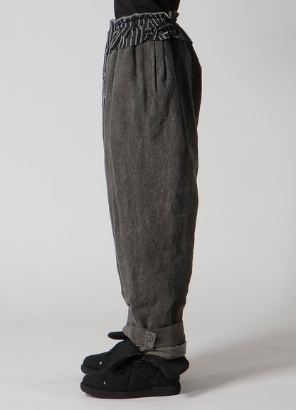 SILK LINEN POCKET DETAIL PADDED PANTS