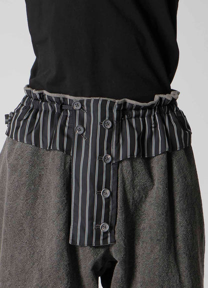 SILK LINEN POCKET DETAIL PADDED PANTS