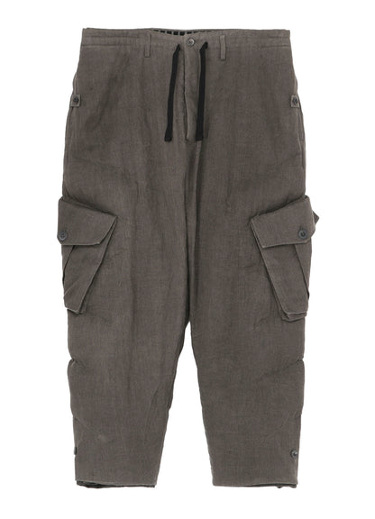 SILK LINEN POCKET DETAIL PADDED PANTS