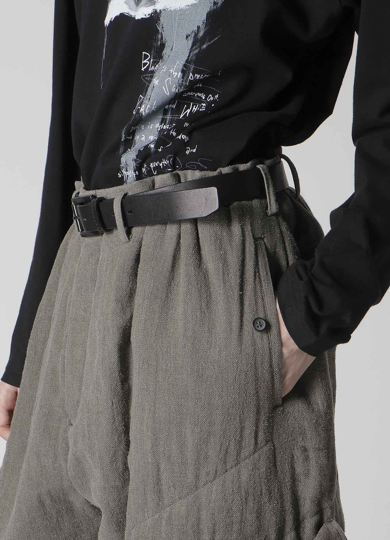 SILK LINEN POCKET DETAIL PADDED PANTS