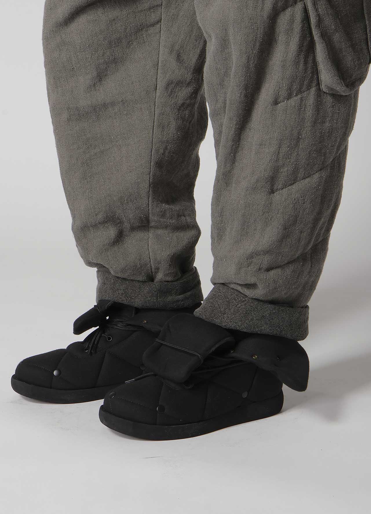 SILK LINEN POCKET DETAIL PADDED PANTS