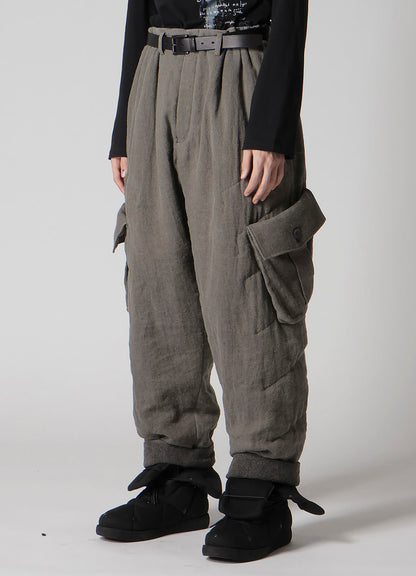 SILK LINEN POCKET DETAIL PADDED PANTS