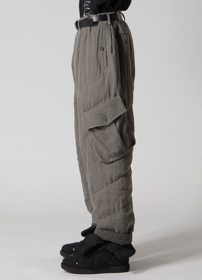 SILK LINEN POCKET DETAIL PADDED PANTS