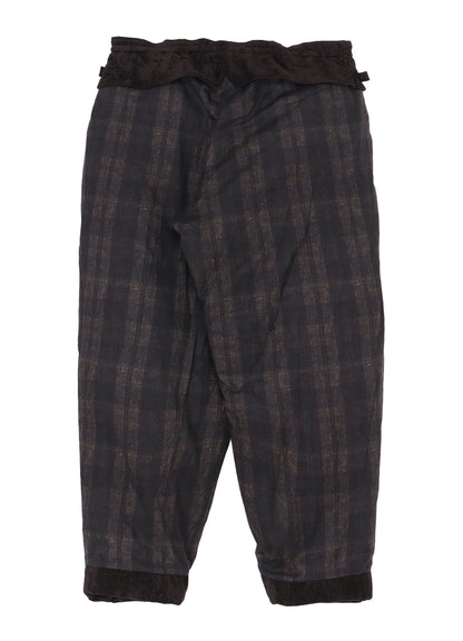 LINEN VELVET HORIZONTAL PADDED PANTS