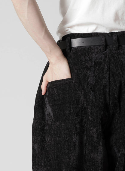 LINEN VELVET HORIZONTAL PADDED PANTS