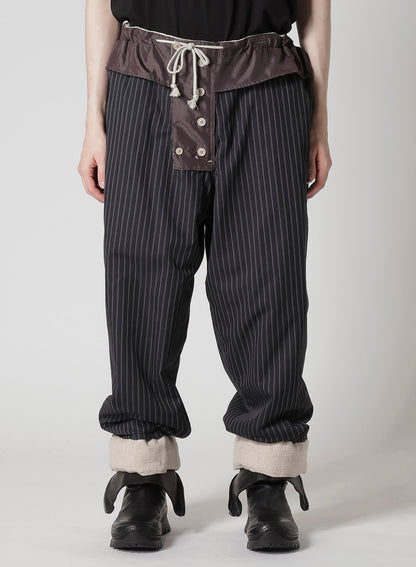 SILK LINEN TWEED GUSSET POCKET PADDED PANTS