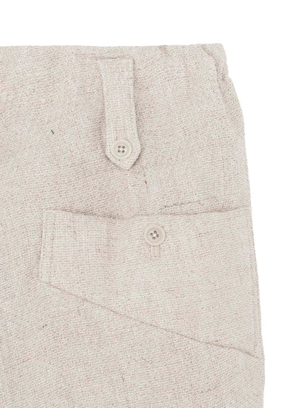 SILK LINEN TWEED GUSSET POCKET PADDED PANTS