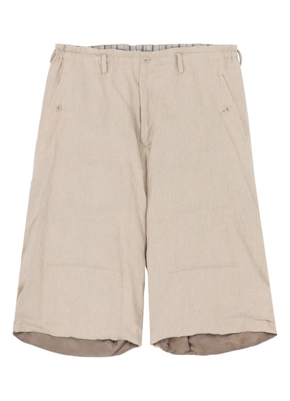 LINEN/COTTON DENIM PADDED SHORT PANTS