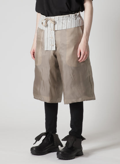 LINEN/COTTON DENIM PADDED SHORT PANTS