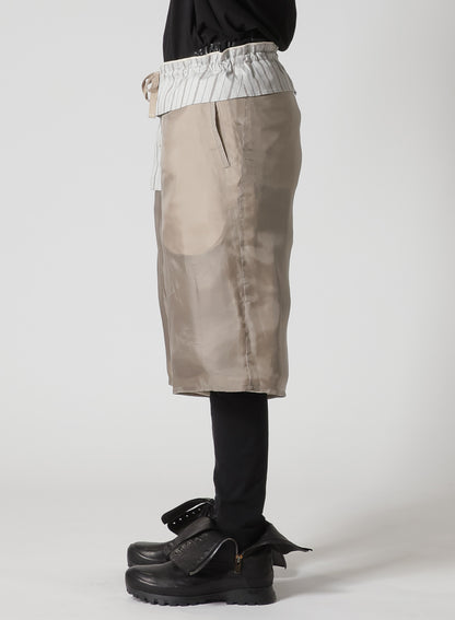 LINEN/COTTON DENIM PADDED SHORT PANTS