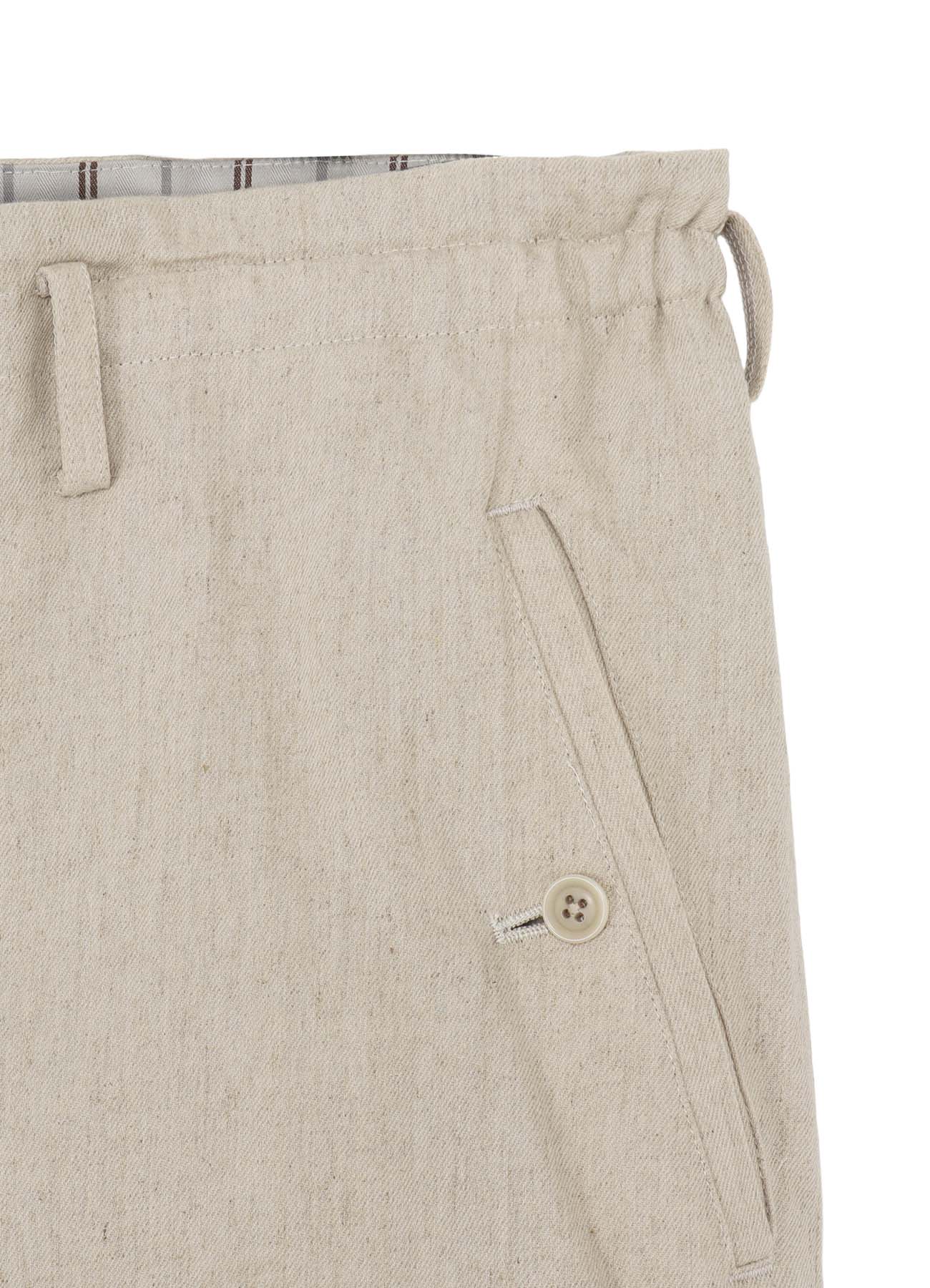 LINEN/COTTON DENIM PADDED SHORT PANTS