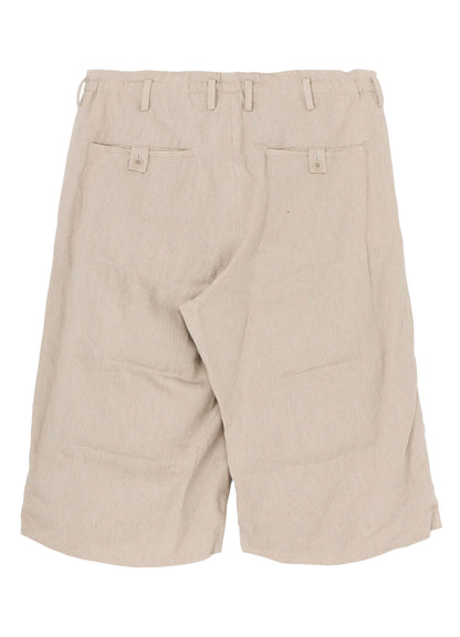 LINEN/COTTON DENIM PADDED SHORT PANTS