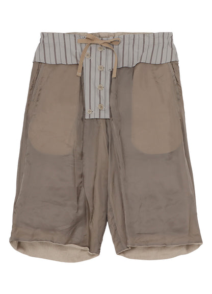 LINEN/COTTON DENIM PADDED SHORT PANTS