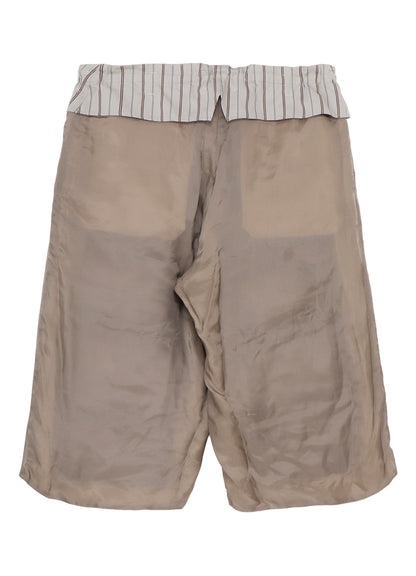 LINEN/COTTON DENIM PADDED SHORT PANTS
