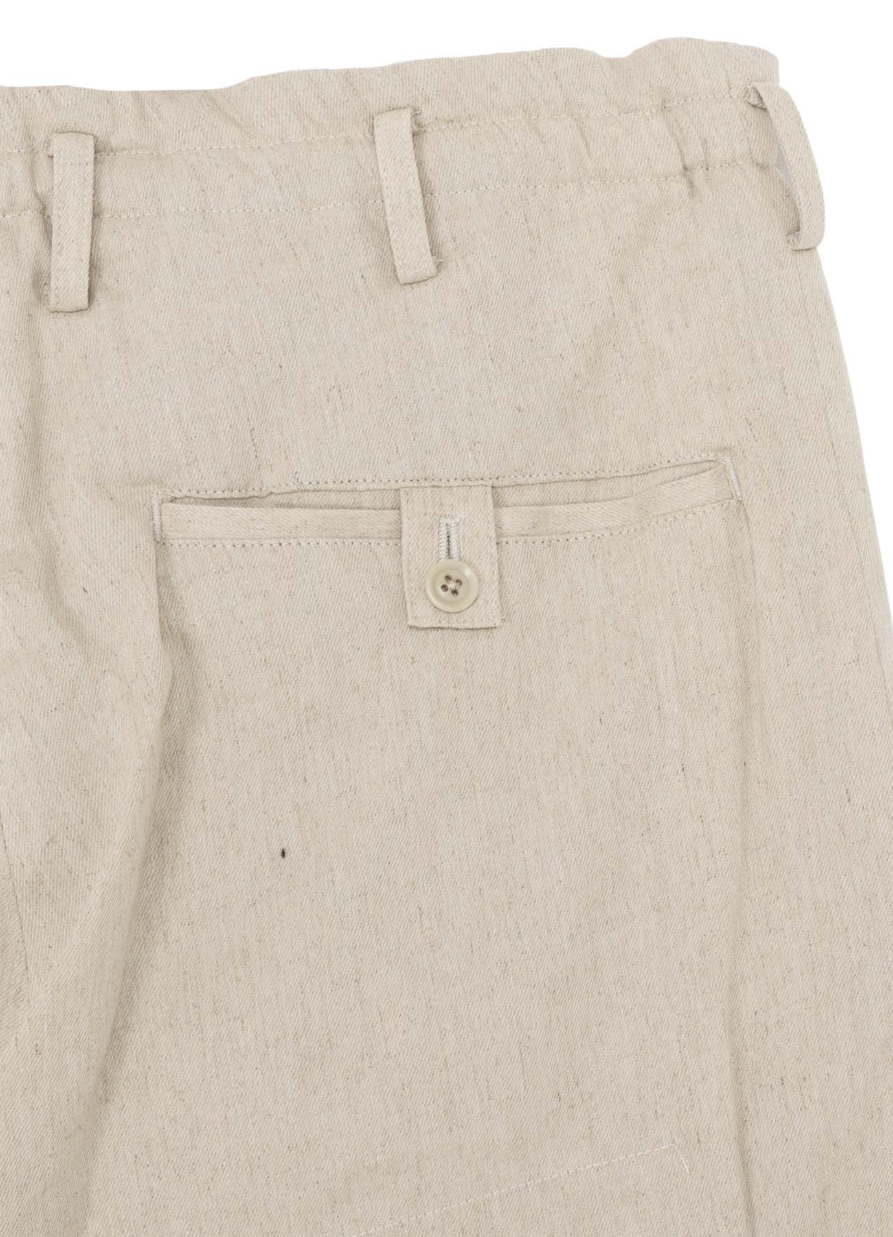 LINEN/COTTON DENIM PADDED SHORT PANTS