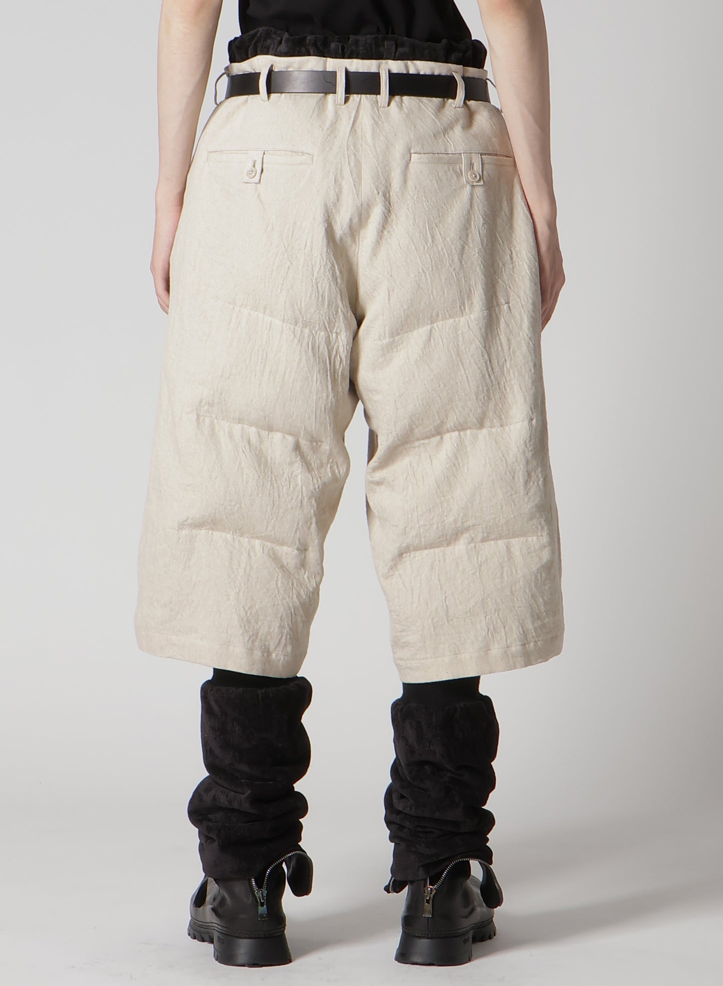 LINEN/COTTON DENIM PADDED SHORT PANTS