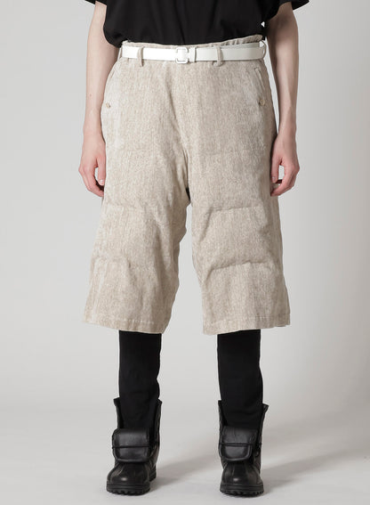 RAW LINEN VELVET PADDED SHORT PANTS