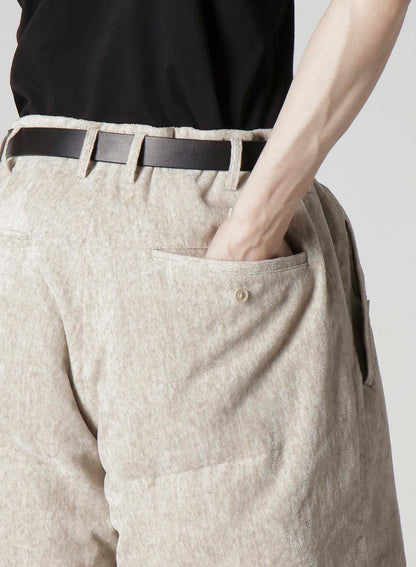 RAW LINEN VELVET PADDED SHORT PANTS