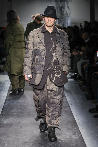 COLLAGE PRINTED HERRINGBONE PANTS
