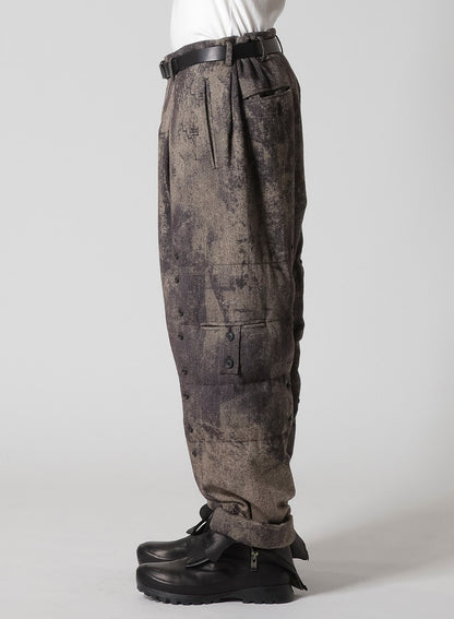 COLLAGE PRINTED HERRINGBONE PANTS
