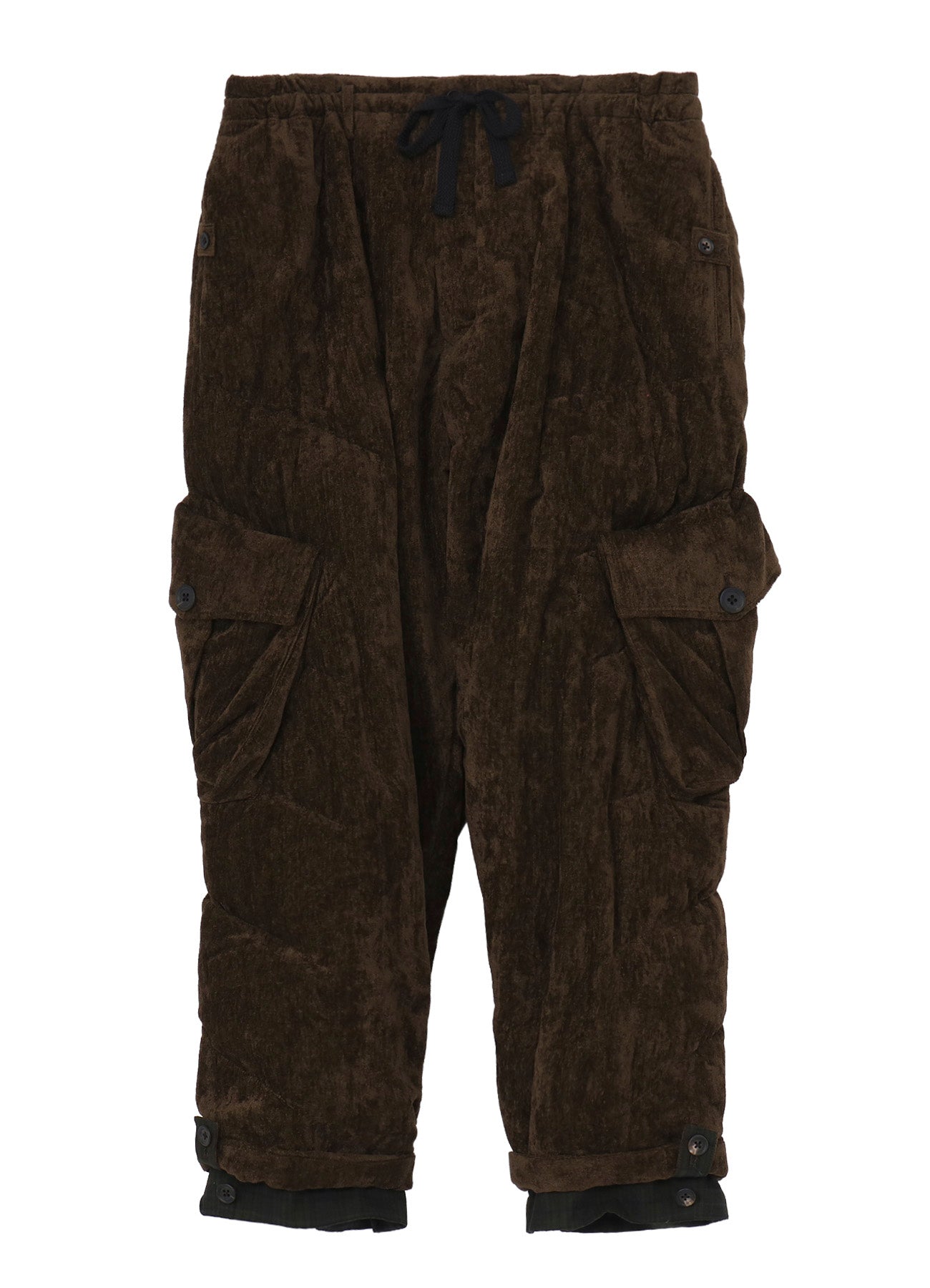LINEN VELVET POCKET DETAIL PADDED PANTS