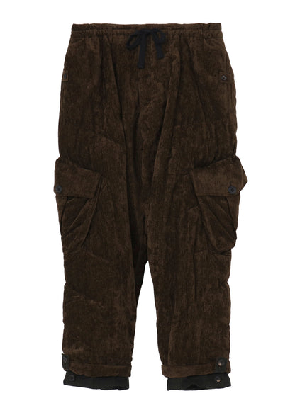 LINEN VELVET POCKET DETAIL PADDED PANTS