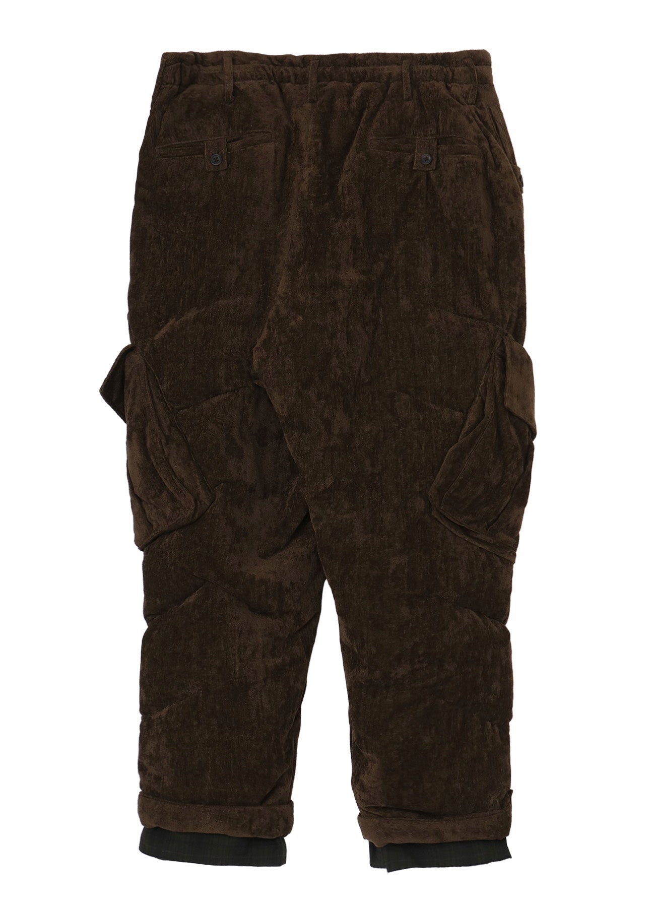 LINEN VELVET POCKET DETAIL PADDED PANTS