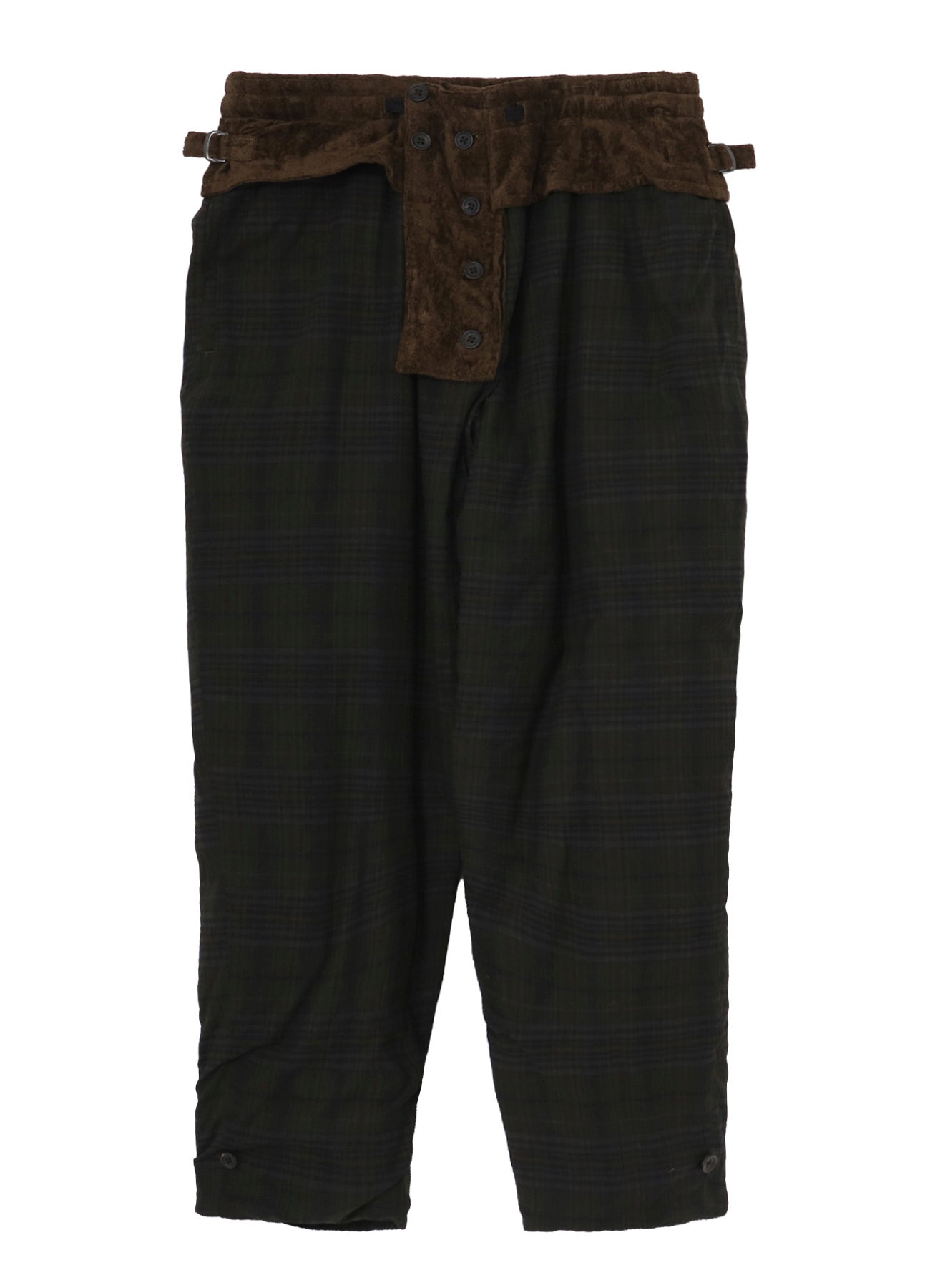 LINEN VELVET POCKET DETAIL PADDED PANTS