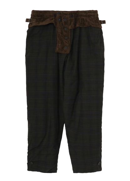 LINEN VELVET POCKET DETAIL PADDED PANTS