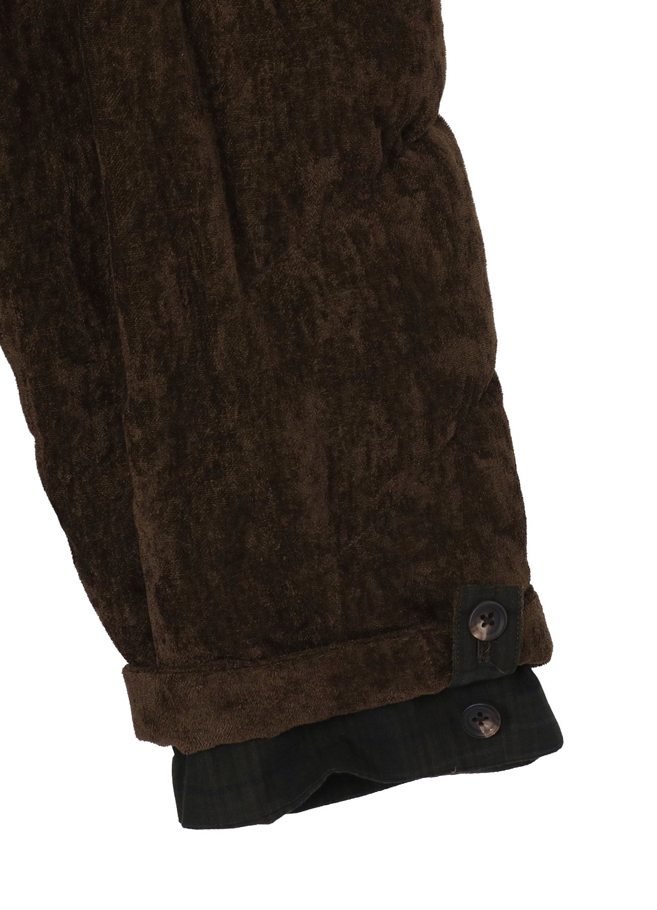 LINEN VELVET POCKET DETAIL PADDED PANTS