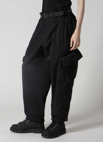 WOOL GABARDINE POCKET DETAIL PADDED PANTS