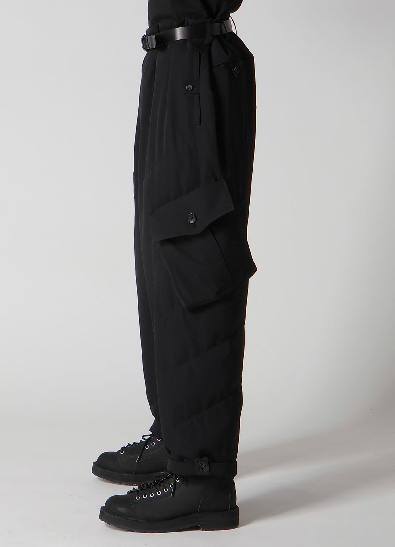 WOOL GABARDINE POCKET DETAIL PADDED PANTS